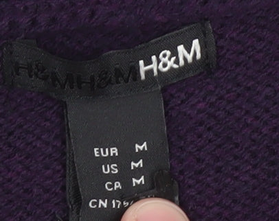 H&M Women’s Purple Jumper Dress Size 12 V-Neck Knit Acrylic