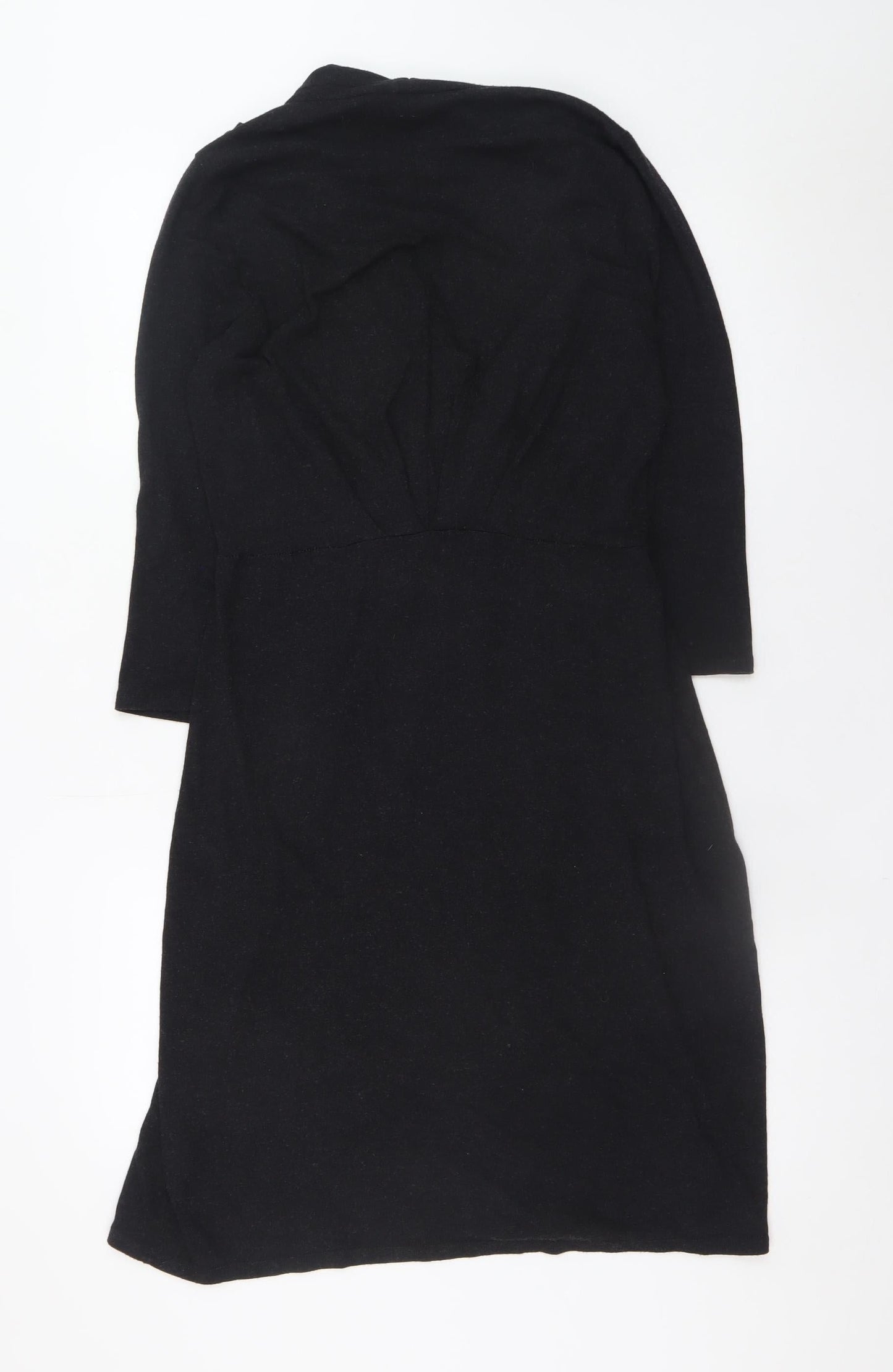 Phase Eight Women's Black Size 14 Knit Wrap Dress Long Sleeve
