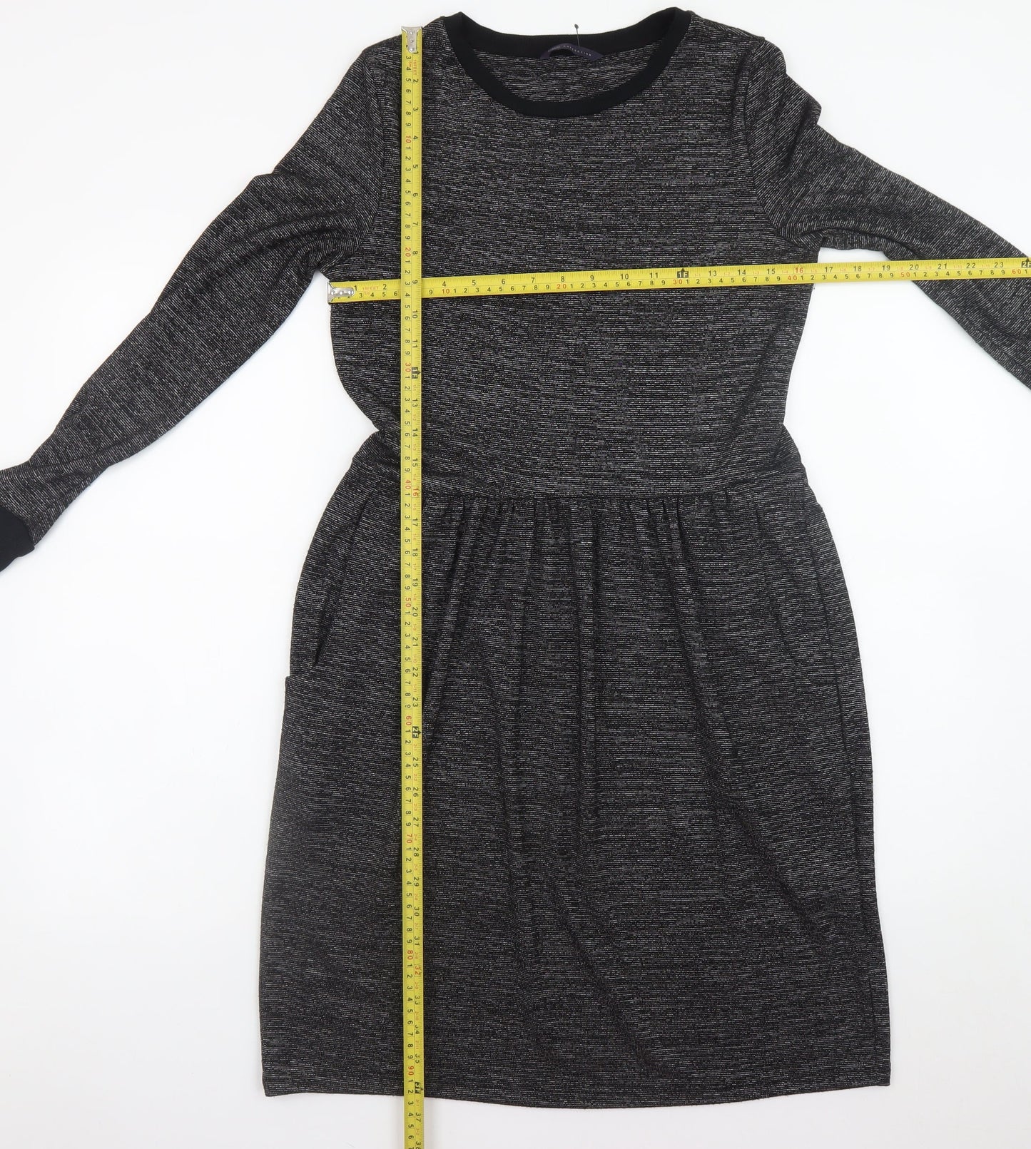 Marks and Spencer Women Grey Size 12 Knit Fit & Flare Dress