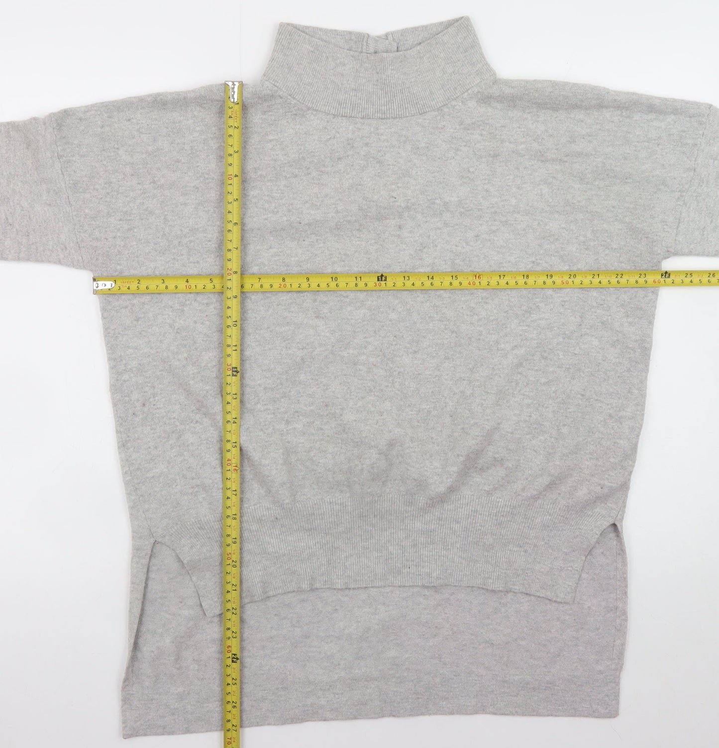 French Connection Men's Grey High Neck Knitted Pullover Jumper Size S