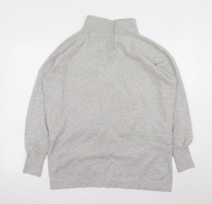 Close-up detail of French Connection Men's Grey High Neck Knitted jumper, size S