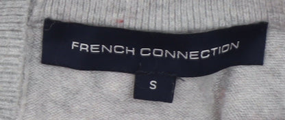 Brand and care label for French Connection Men's Grey High Neck Knitted jumper, size S