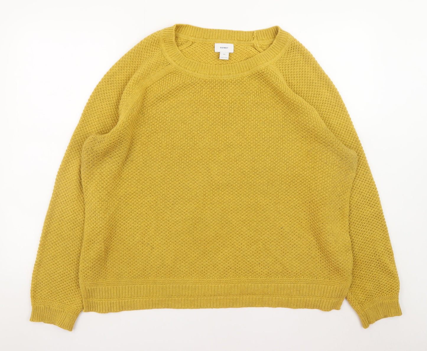 Old Navy Men's Yellow 2XL Chunky Knit Cotton Pullover Jumper