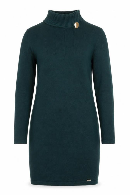 Mohito Women Green XS Bodycon Knit Roll Neck Dress