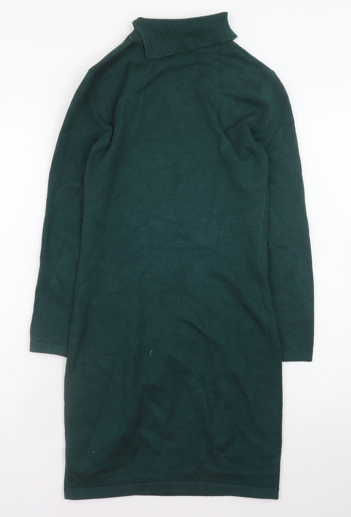 Mohito Women Green XS Bodycon Knit Roll Neck Dress