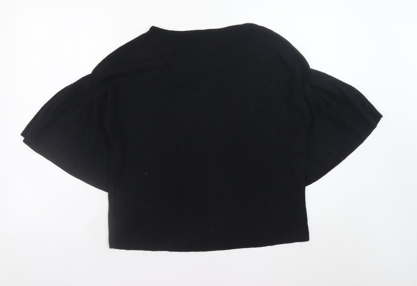 GAP Women’s Black Petite S Cropped Bell Sleeve Blouse