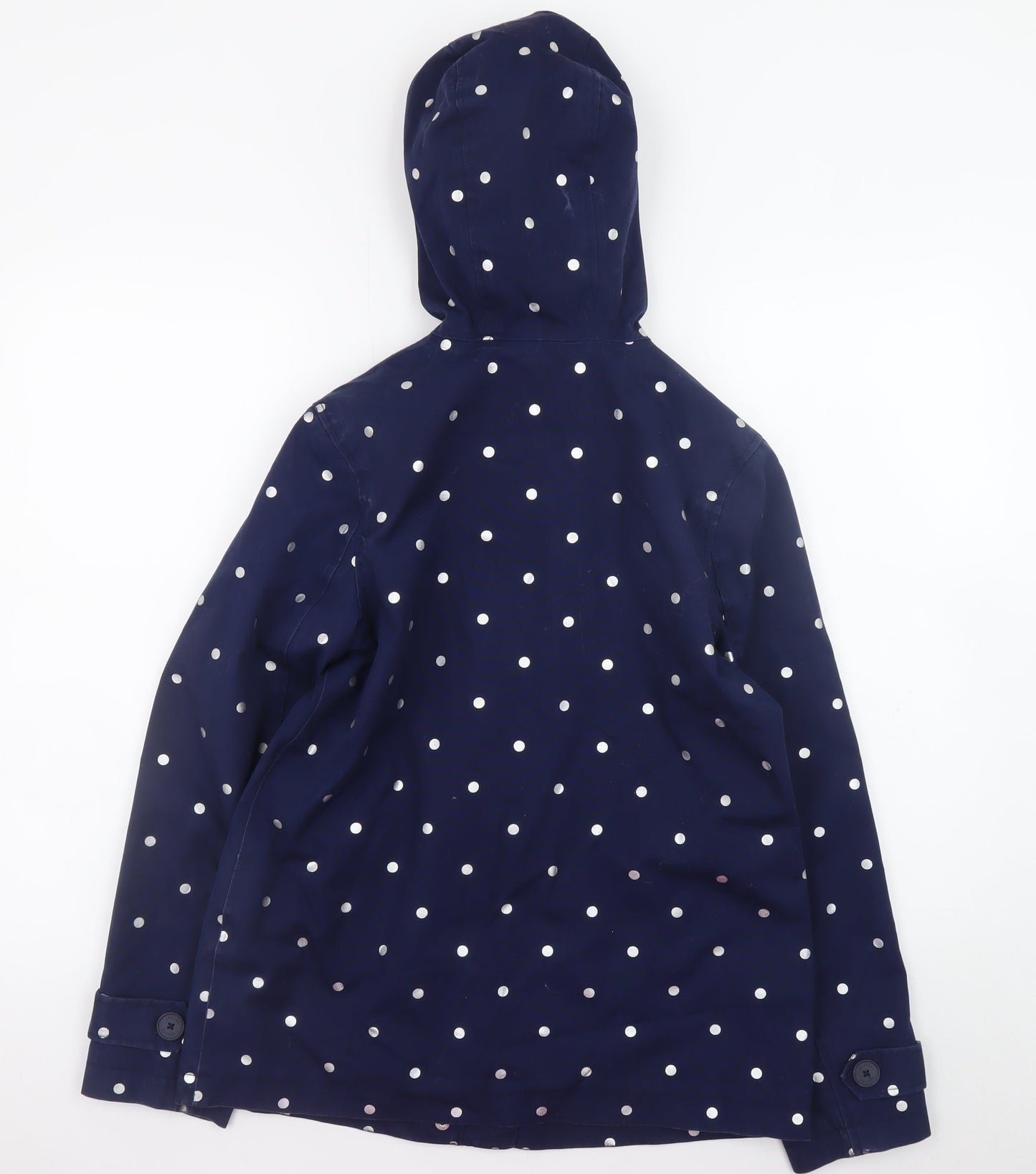 Joules Womens Blue Polka Dot Waterproof Rain Coat Jacket UK 8