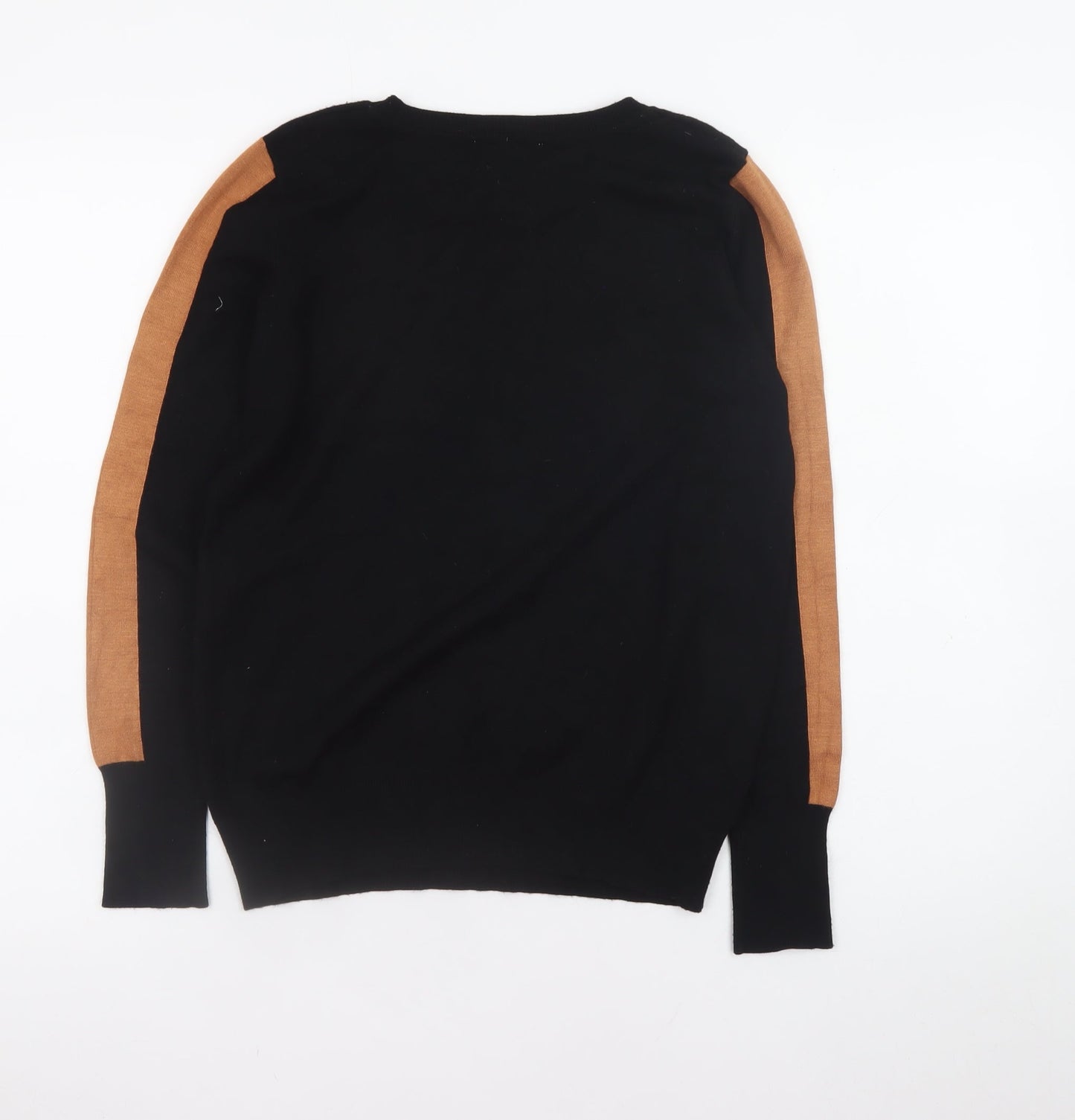 Wallis Womens Brown Black Boat Neck Button Detail Jumper Size 10