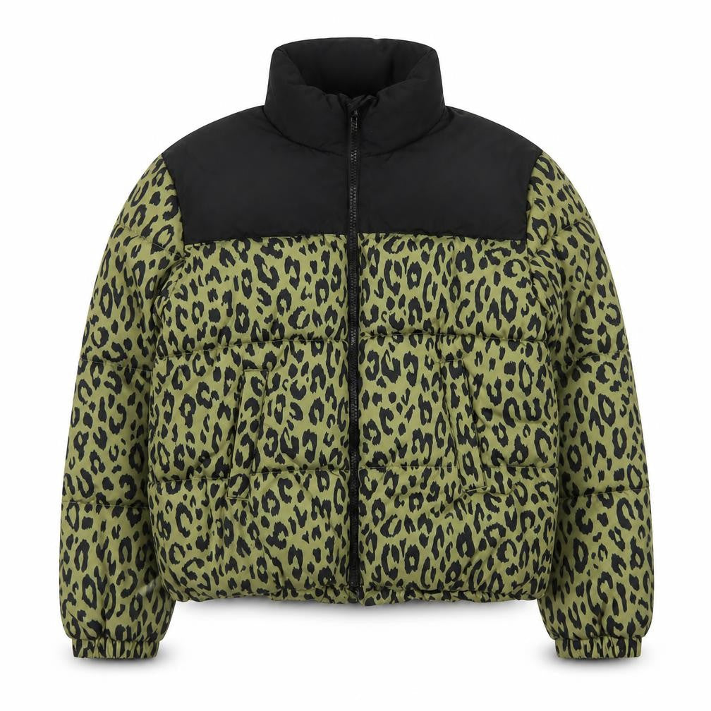 ONLY Girls Green Leopard Print Puffer Jacket 12 Years Winter Coat