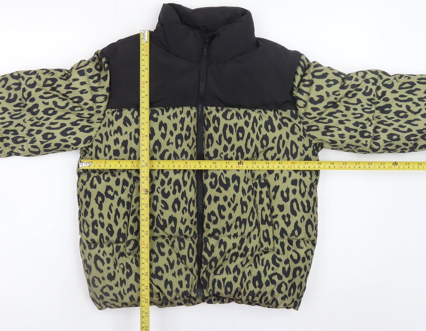 ONLY Girls Green Leopard Print Puffer Jacket 12 Years Winter Coat