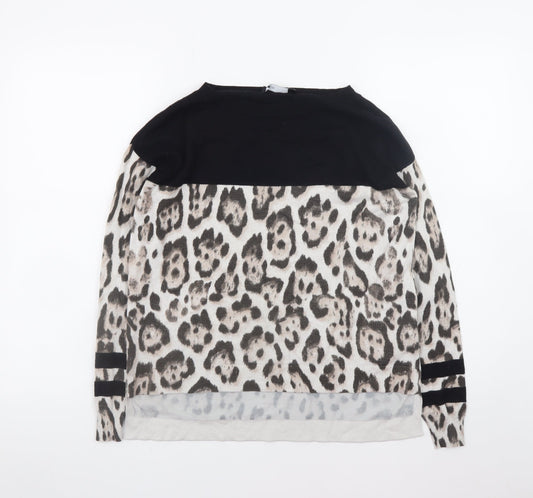 Karen Millen Women's Multicoloured Leopard Print Boat Neck Jumper Size 10