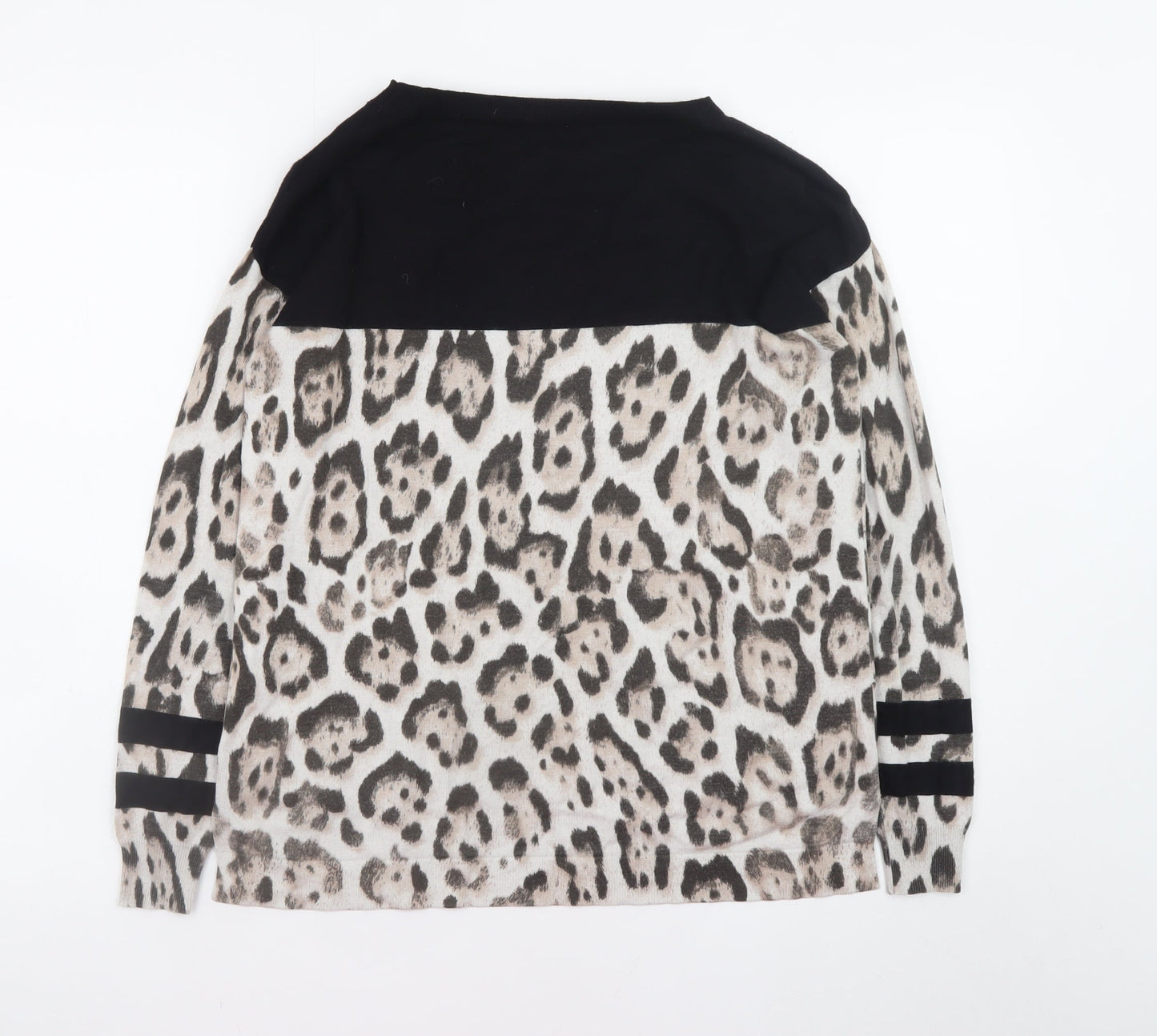 Karen Millen Women's Multicoloured Leopard Print Boat Neck Jumper Size 10