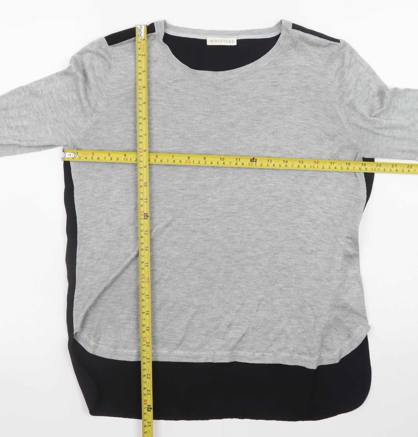 Whistles Women Grey Long Sleeve Round Neck Pullover Jumper Size 10
