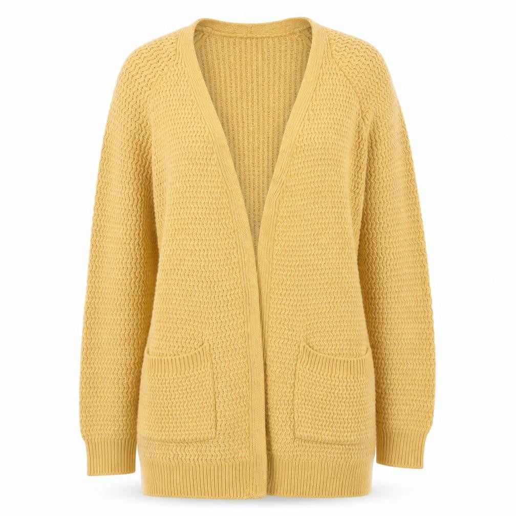 FatFace Women Yellow Cotton Knit Long Cardigan Size 6