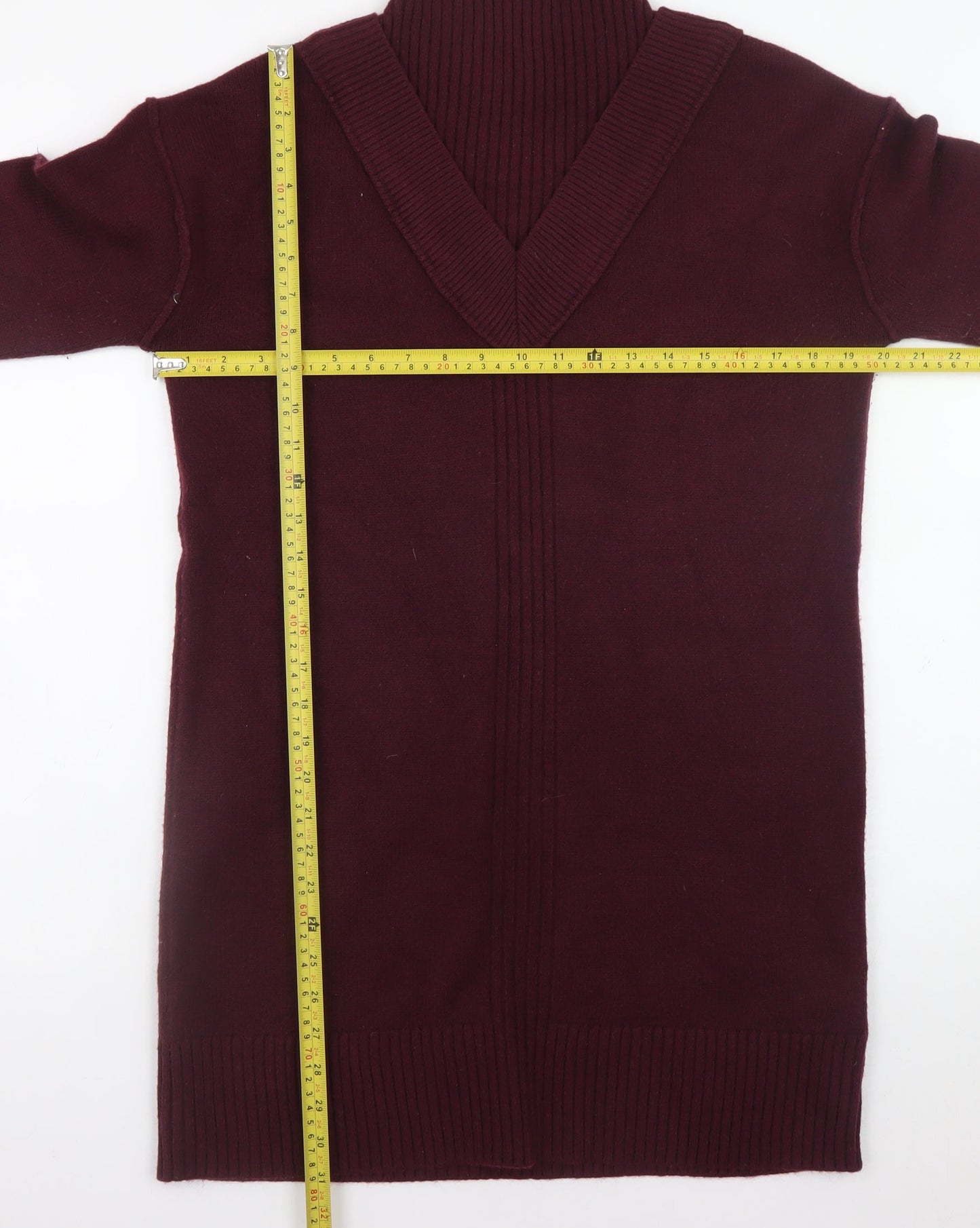 River Island Women's Red Knit Jumper Dress Size S High Neck
