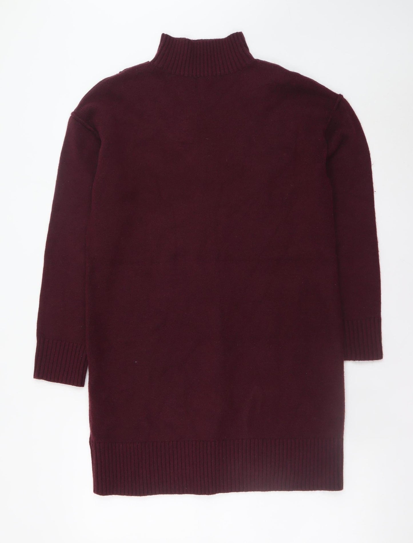 River Island Women's Red Knit Jumper Dress Size S High Neck