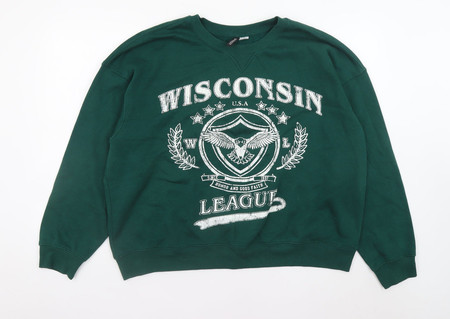 H&M Divided Women's Green Wisconsin League Pullover Sweatshirt XL