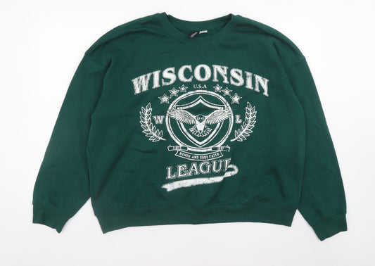 H&M Divided Women's Green Wisconsin League Pullover Sweatshirt XL