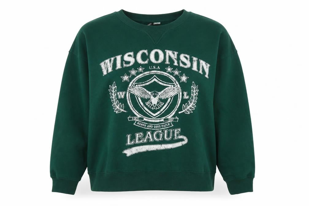 H&M Divided Women's Green Wisconsin League Pullover Sweatshirt XL