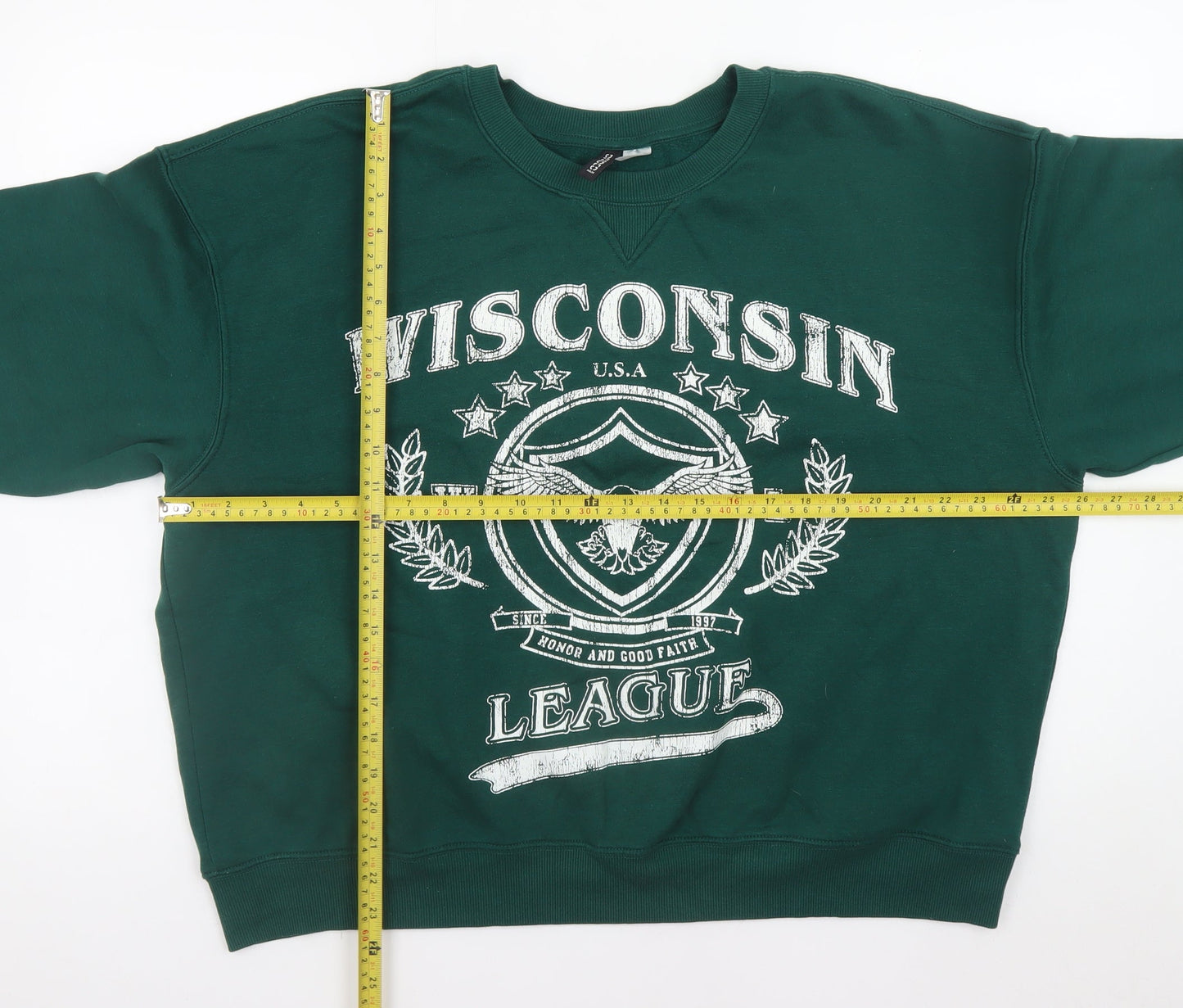H&M Divided Women's Green Wisconsin League Pullover Sweatshirt XL