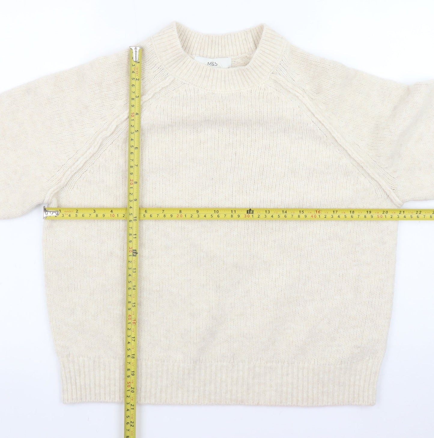 Marks and Spencer Women’s Beige Crew Neck Knit Pullover Jumper Medium