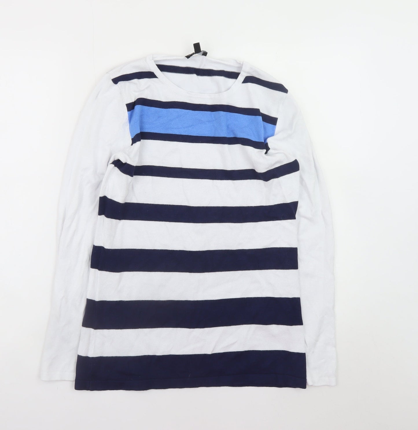 Marble Womens Blue Striped Crew Neck Long Sleeve Jumper Size 10
