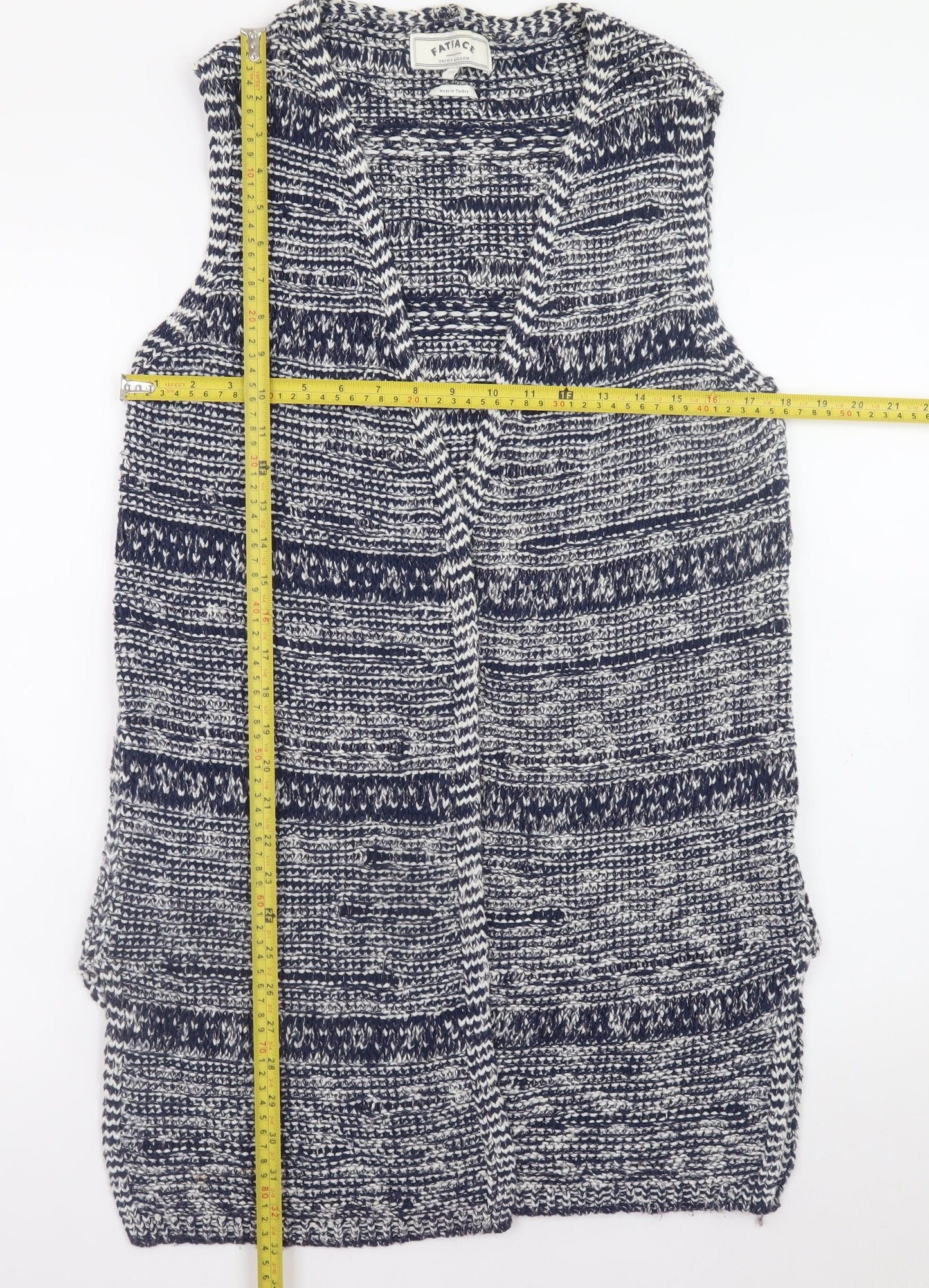 FatFace Women's Blue Cotton Knit Sleeveless Vest Size 12