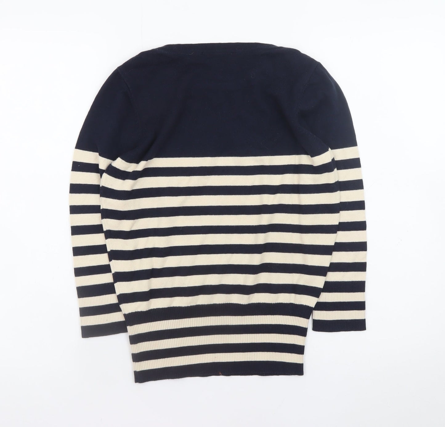 Laura Ashley Women’s Blue Striped Nautical Anchor Jumper UK 10