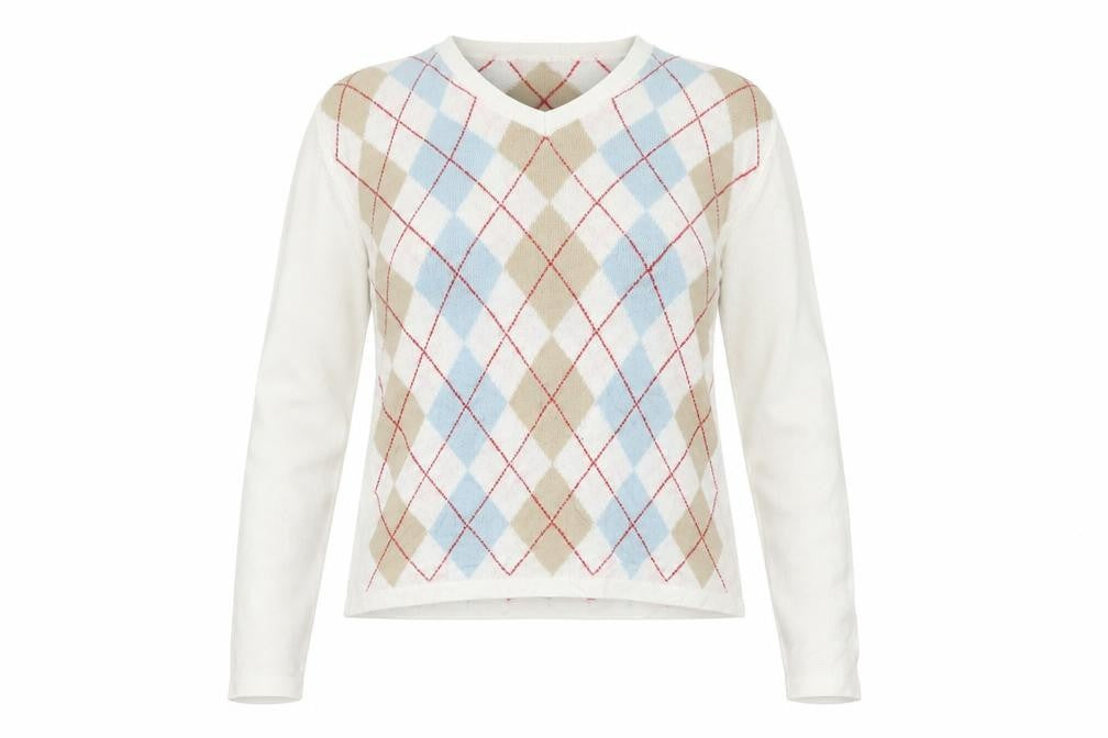 Aquascutum Women’s Multicoloured Argyle V-Neck Cashmere Jumper S