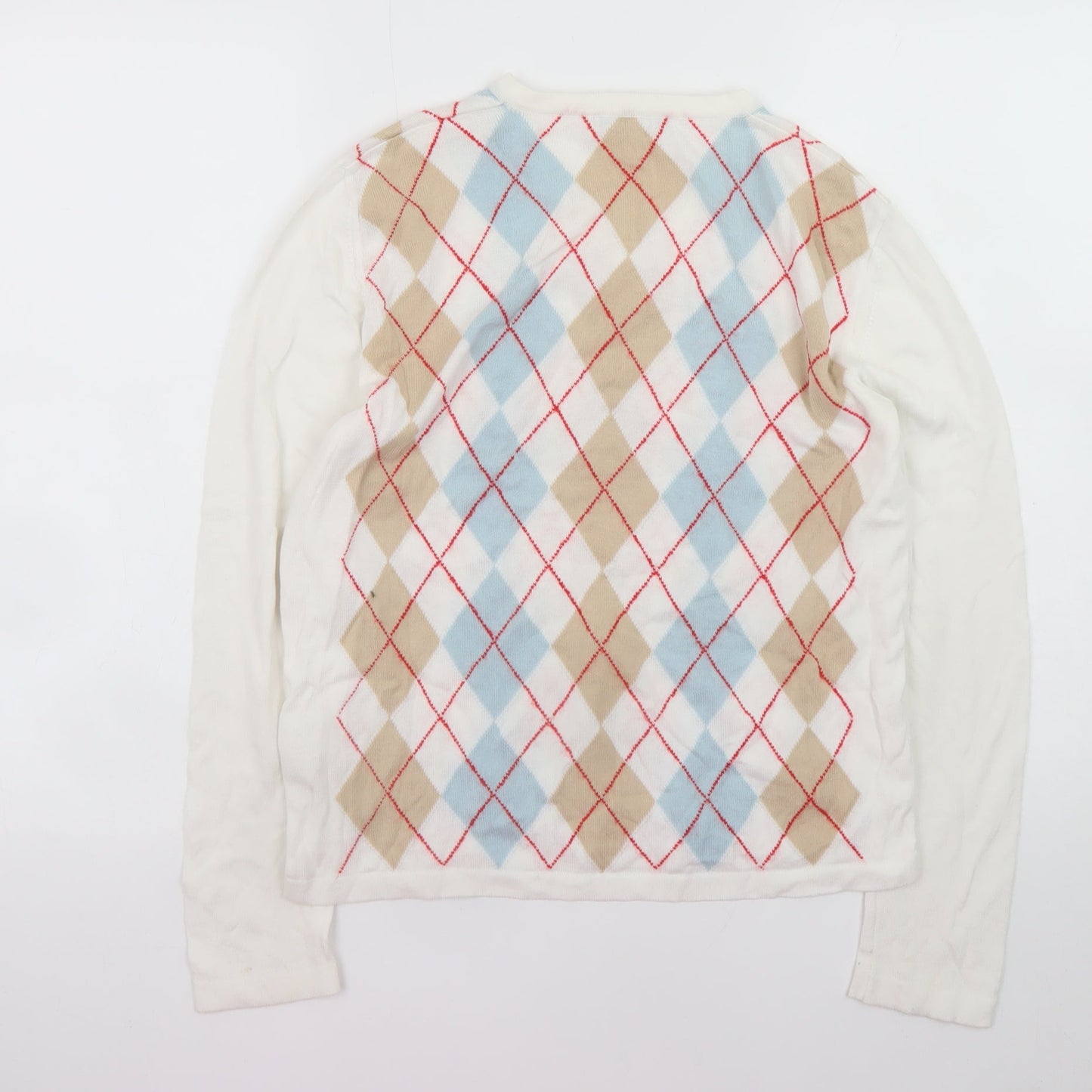Aquascutum Women’s Multicoloured Argyle V-Neck Cashmere Jumper S