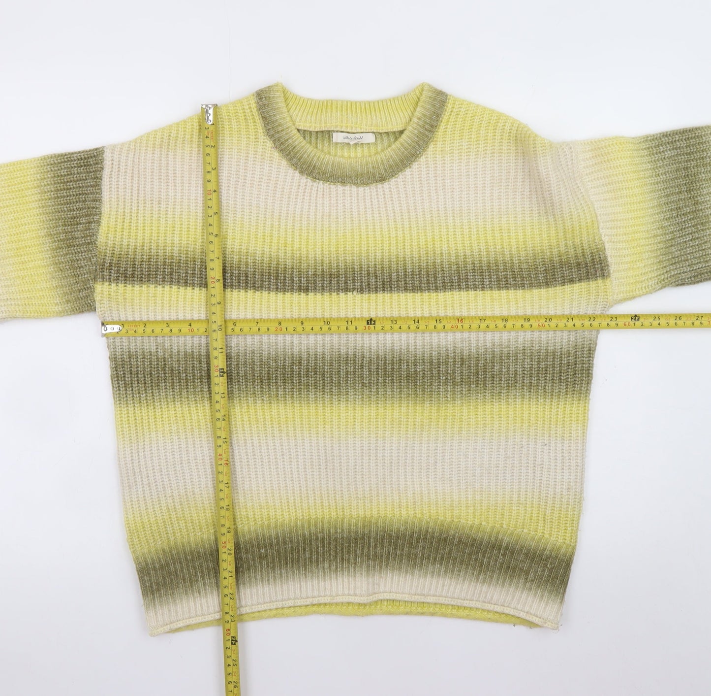 White Stuff Womens Yellow Green Striped Knit Jumper UK 12