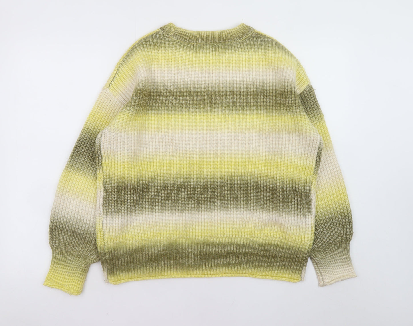 White Stuff Womens Yellow Green Striped Knit Jumper UK 12