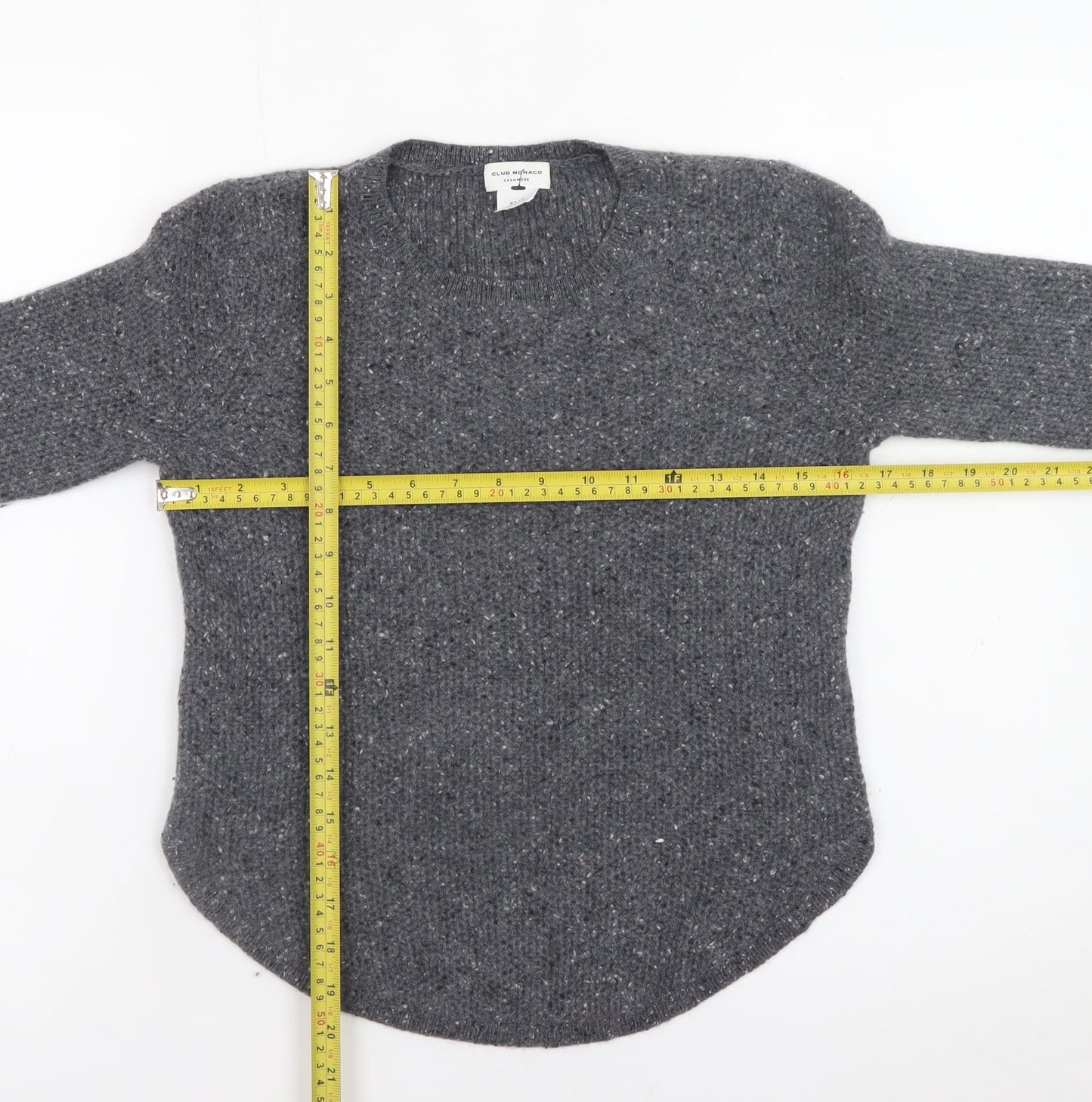 Club Monaco Women's Grey Cashmere Crew Neck Jumper XS