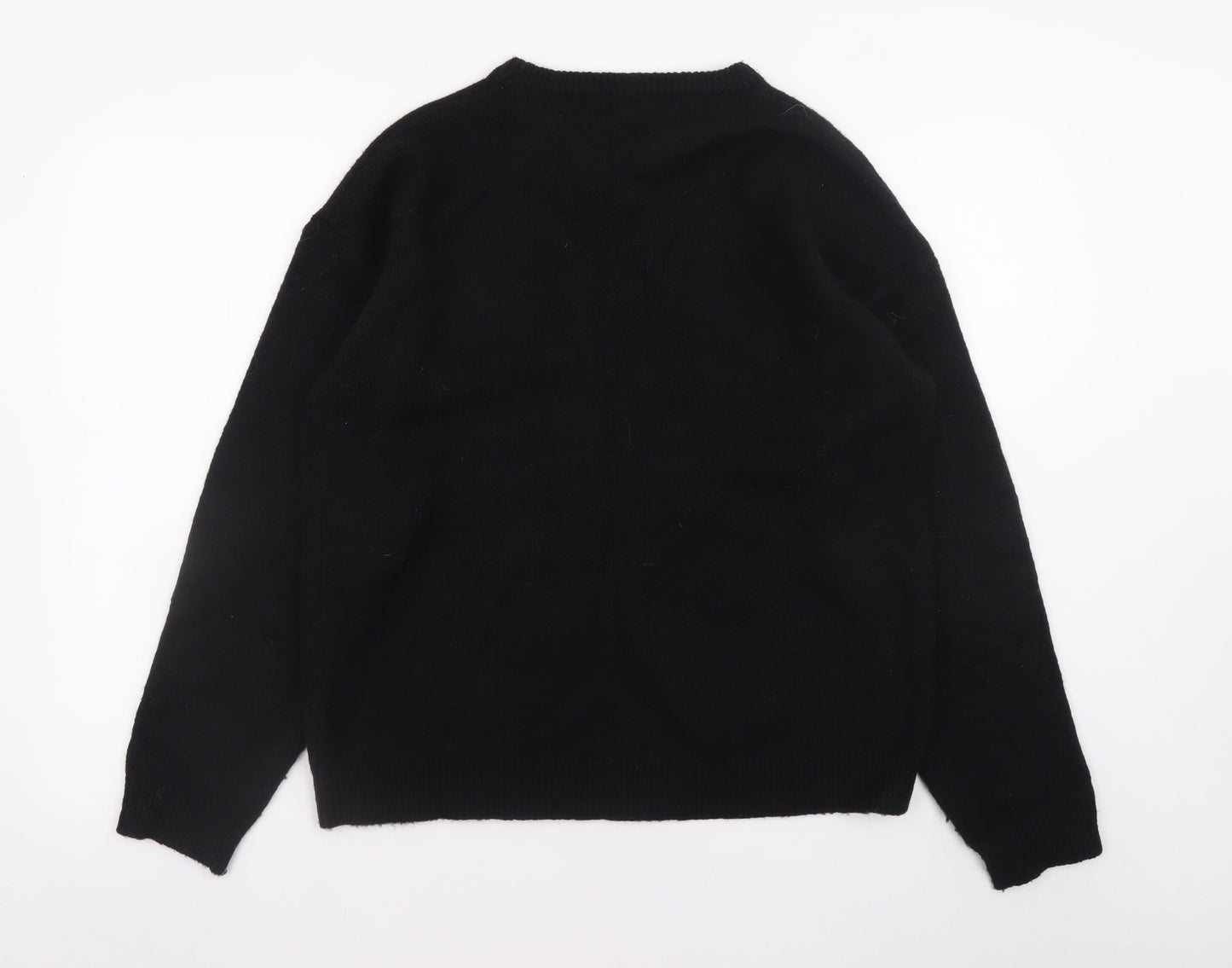 Festive Fun Women's Black Sequin Christmas Jumper Size 14 Pullover