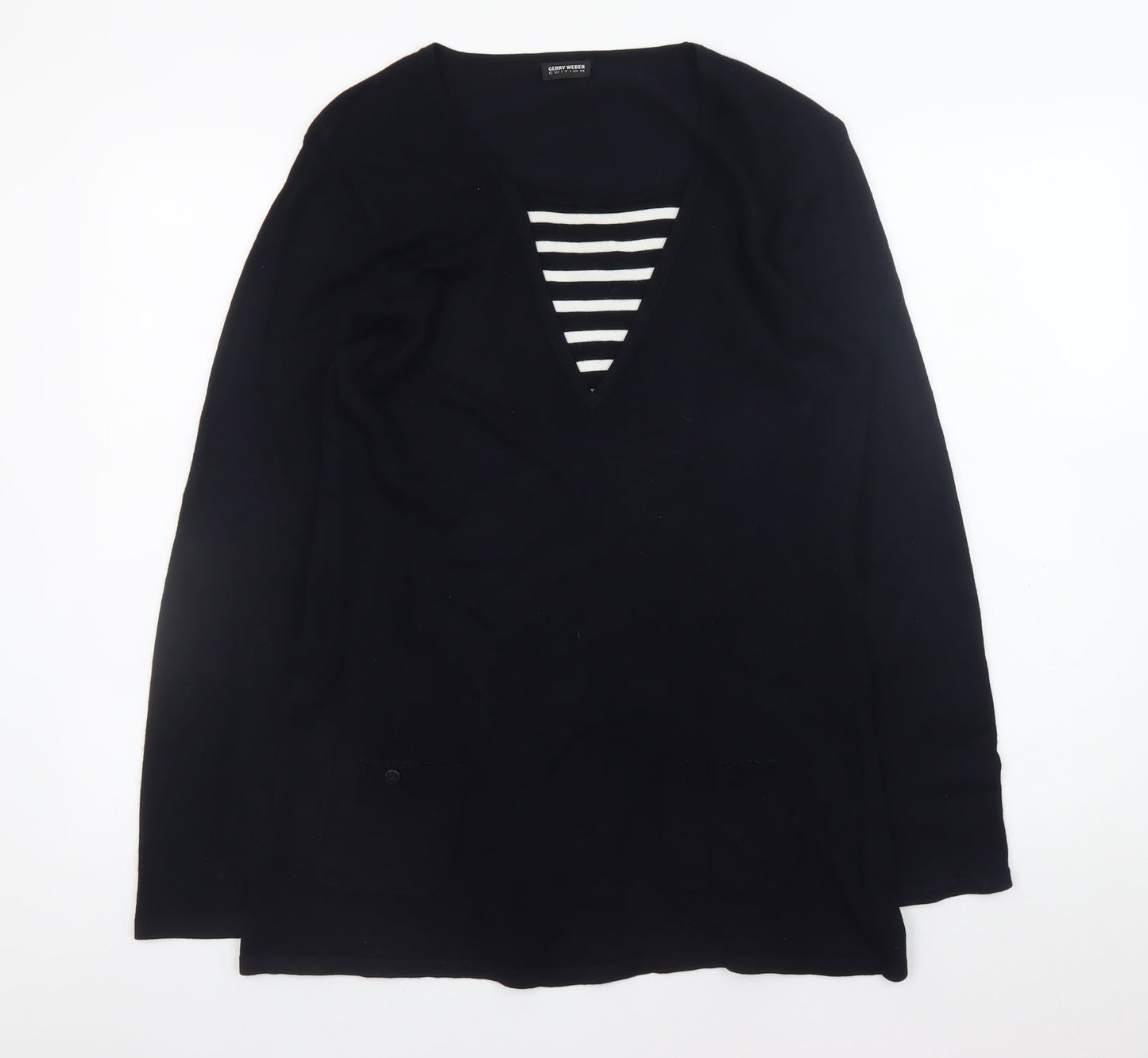 Gerry Weber Women’s Black V-Neck Shift Dress Size 12 Long Sleeve