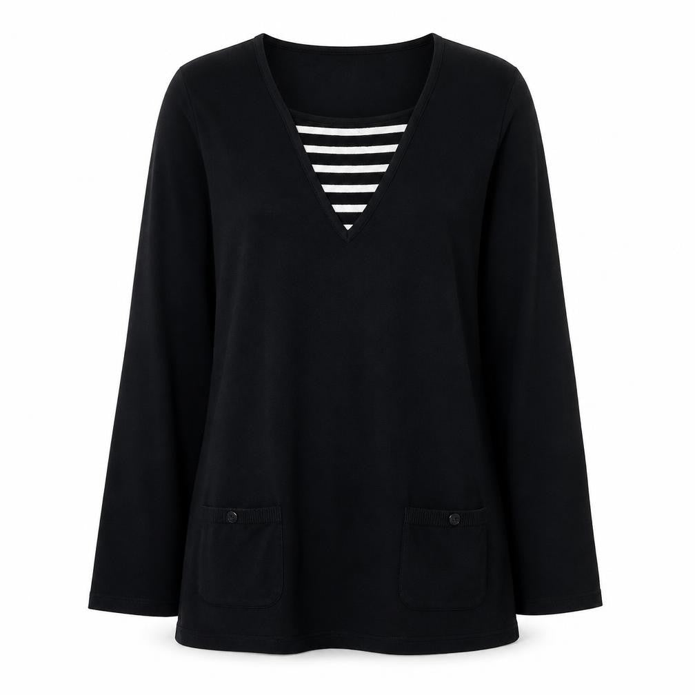 Gerry Weber Women’s Black V-Neck Shift Dress Size 12 Long Sleeve