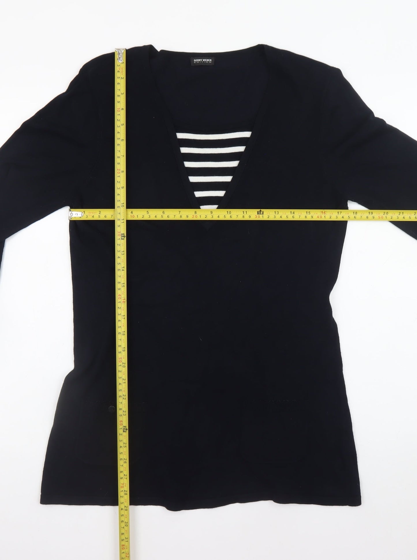 Gerry Weber Women’s Black V-Neck Shift Dress Size 12 Long Sleeve