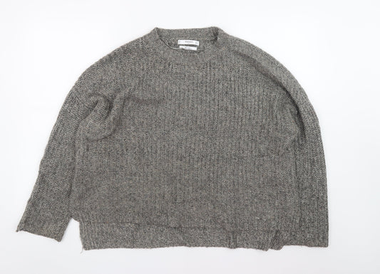 Mango Men Grey Chunky Wool Blend Crew Neck Pullover Jumper M