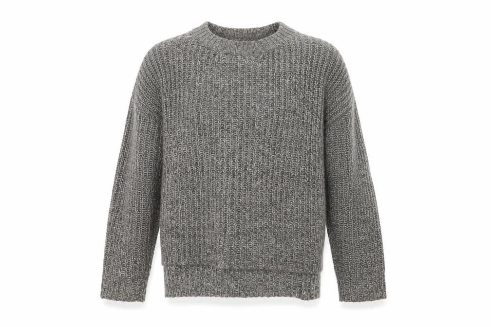 Mango Men Grey Chunky Wool Blend Crew Neck Pullover Jumper M