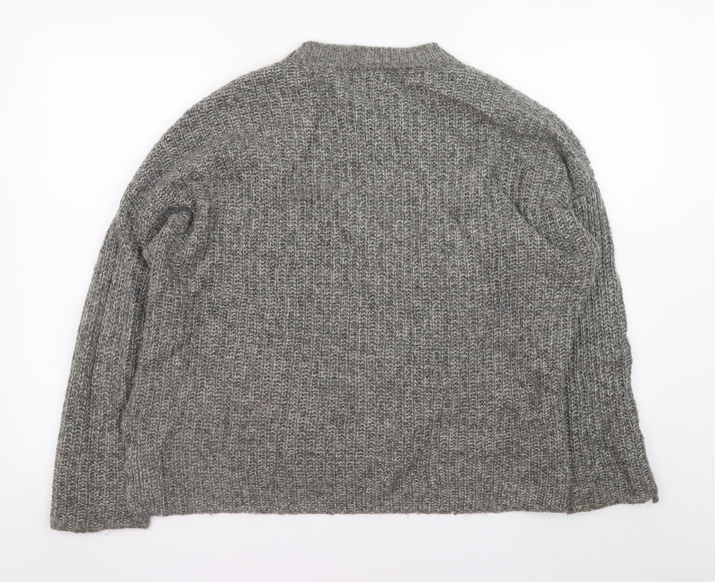 Mango Men Grey Chunky Wool Blend Crew Neck Pullover Jumper M