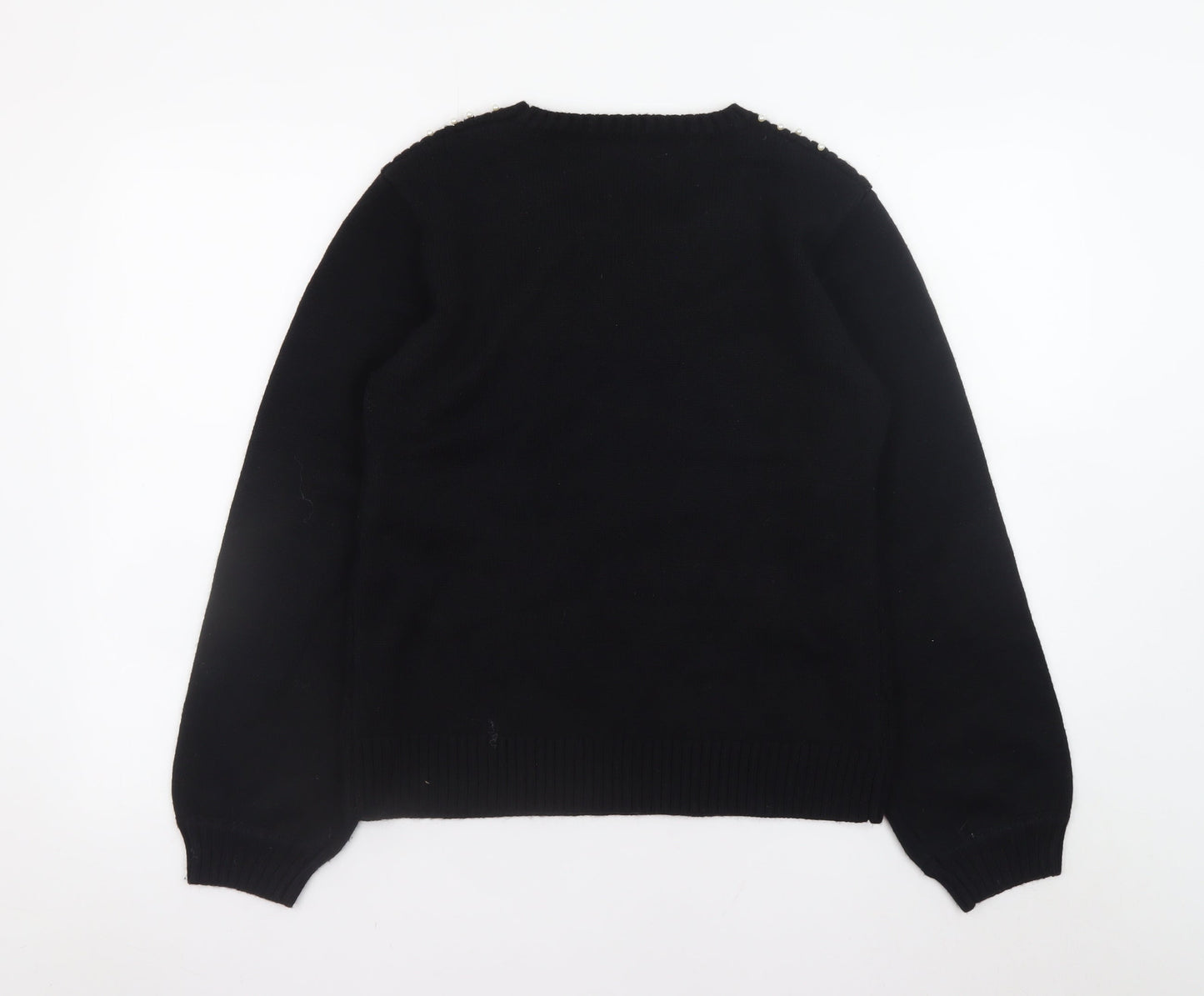 Dorothy Perkins Women's Black Beaded Crew Neck Jumper Size 12