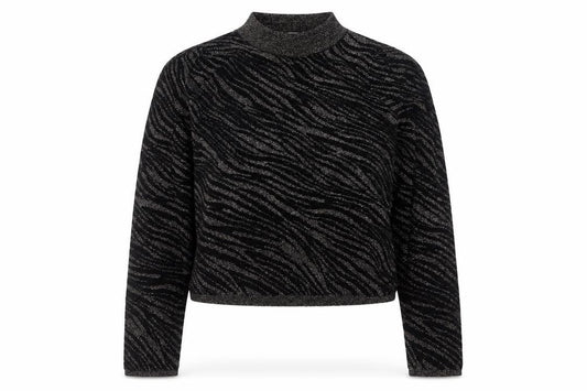 Warehouse Women’s Black Mock Neck Animal Print Jumper Size 10