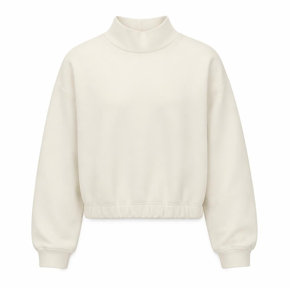 Marks & Spencer Women Beige Mock Neck Pullover Sweatshirt S Regular