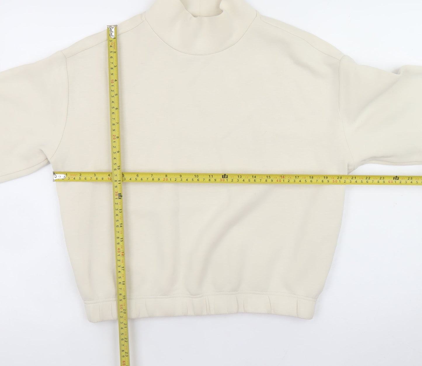Marks and Spencer Women Beige Mock Neck Pullover Sweatshirt S Regular