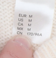 H&M Women Beige Striped Acrylic Knit Pullover Jumper Size 12