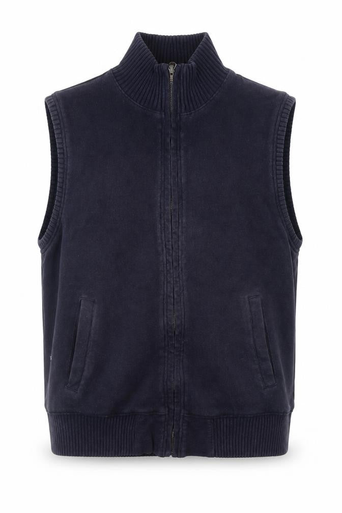 Marks & Spencer Men's Blue Cotton Waistcoat Medium Full Zip