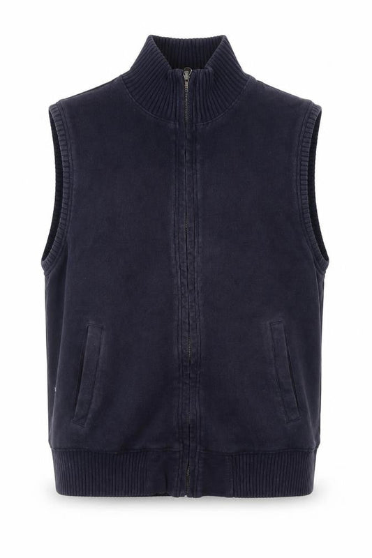 Marks & Spencer Men's Blue Cotton Waistcoat Medium Full Zip
