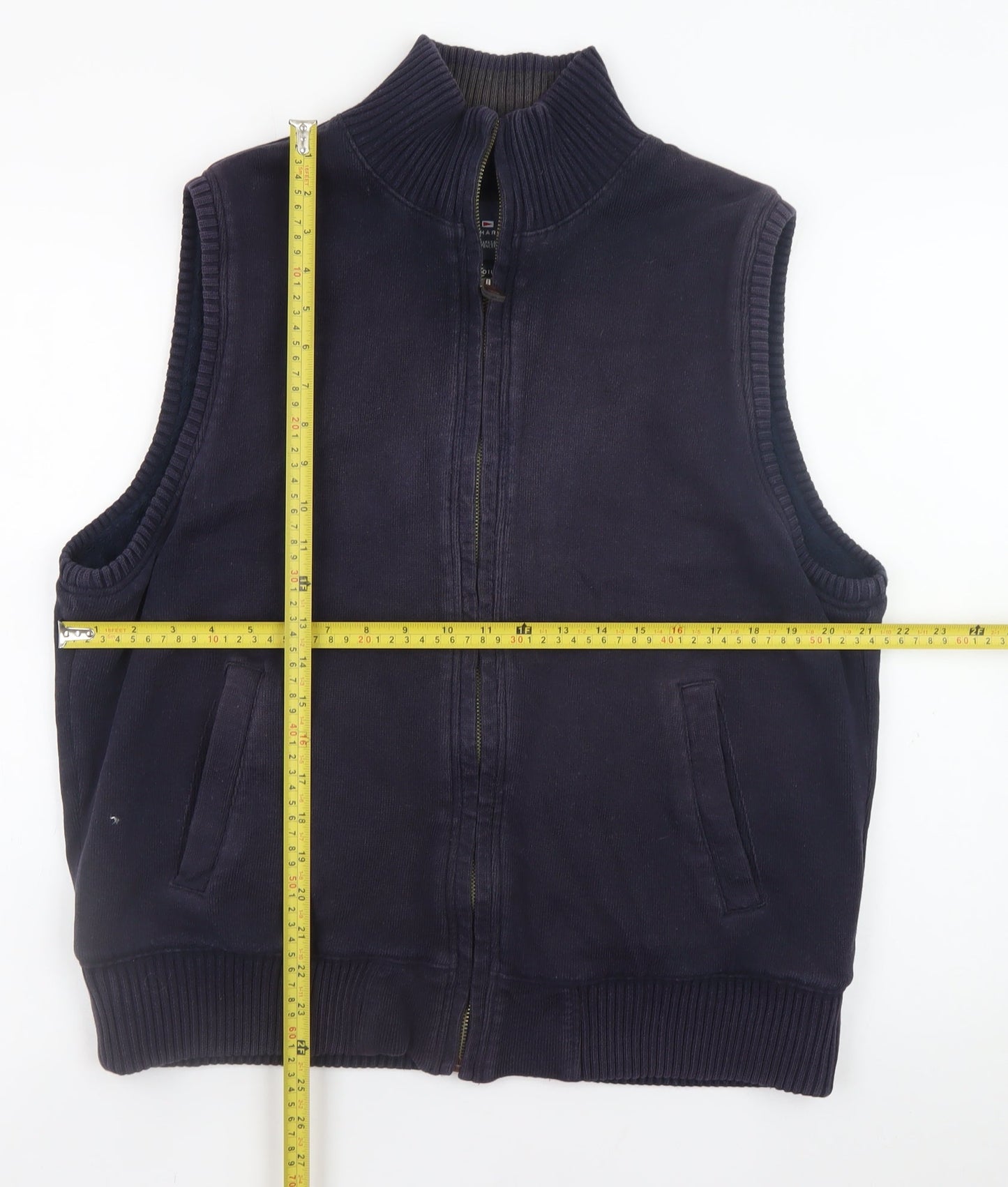 Marks & Spencer Men's Blue Cotton Waistcoat Medium Full Zip