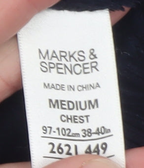 Marks & Spencer Men's Blue Cotton Waistcoat Medium Full Zip
