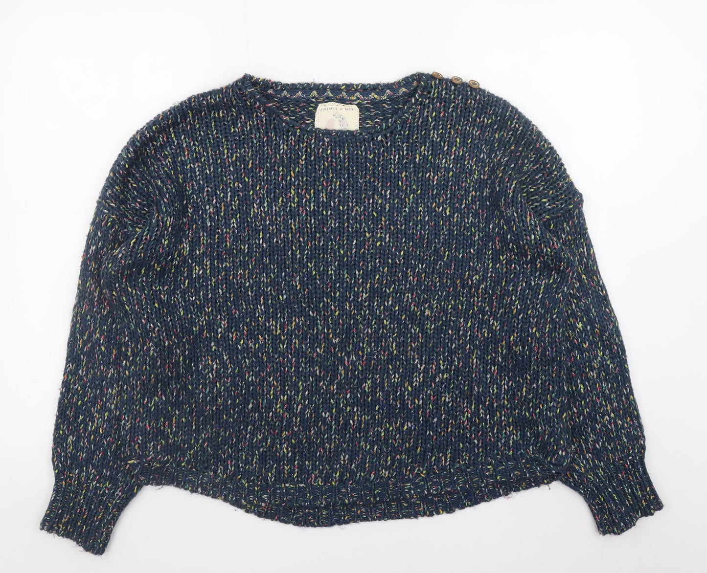 Mantaray Women's Blue Chunky Knit Crew Neck Jumper Size 18